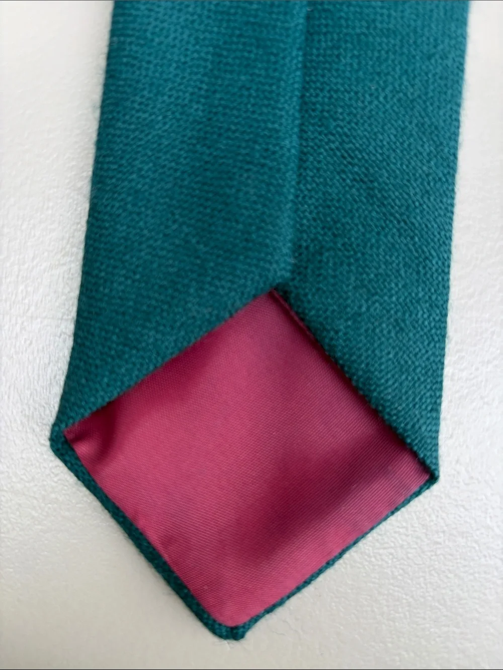 pure Scottish lambs wool Tie - Classic Formal Accessory Men's Solid Teal Woven